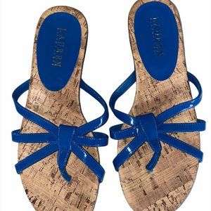 Lauren Ralph Lauren Teal Blue Cork Sandal Kassie 9